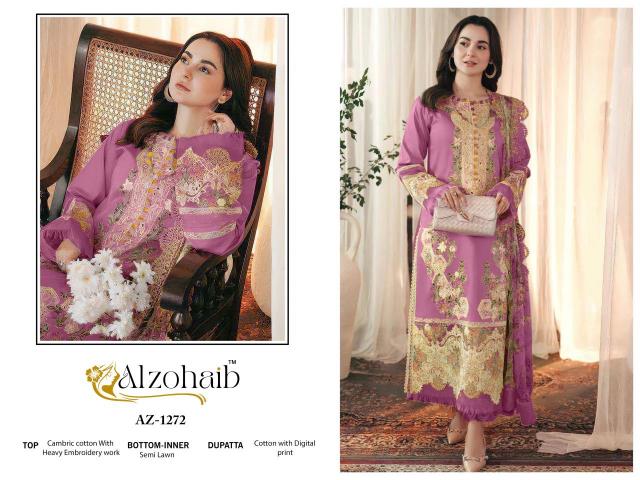 Alzohaib Az Zahra Vol 3 catalog Chiffon Dupatta wholesale pakistani suits dwarka delhi