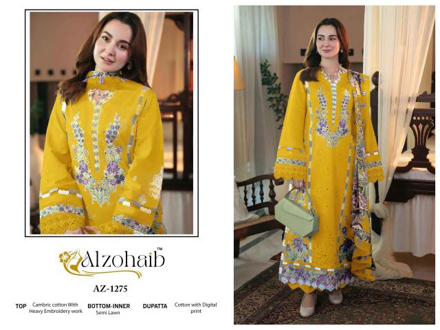 Alzohaib Az Zahra Vol 3 catalog Chiffon Dupatta wholesale pakistani suits dwarka delhi