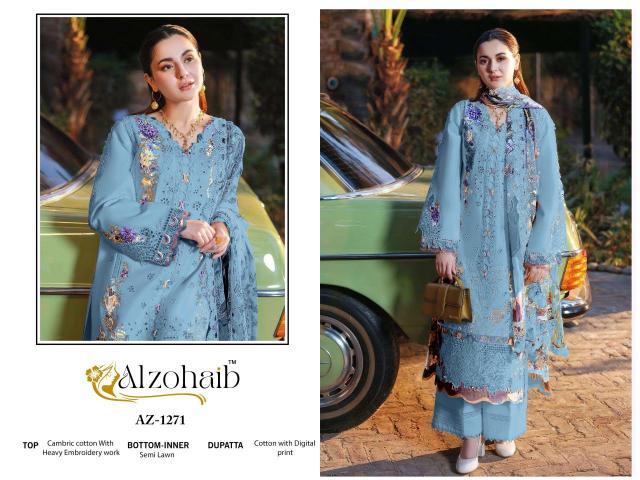 Alzohaib Az Zahra Vol 3 catalog Chiffon Dupatta wholesale pakistani suits dwarka delhi