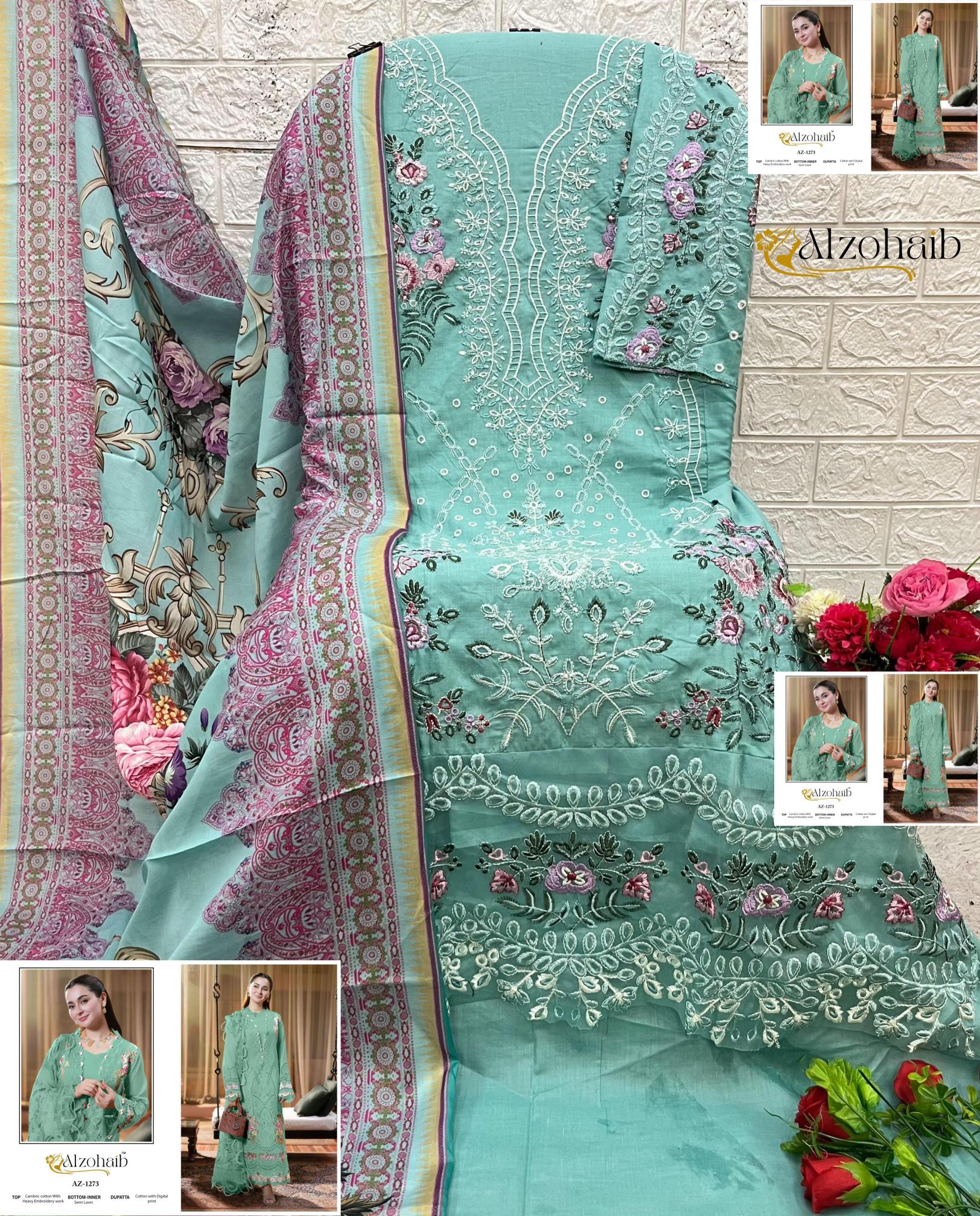 Alzohaib Az Zahra Vol 3 catalog Cotton Dupatta wholesale pakistani suits in chennai