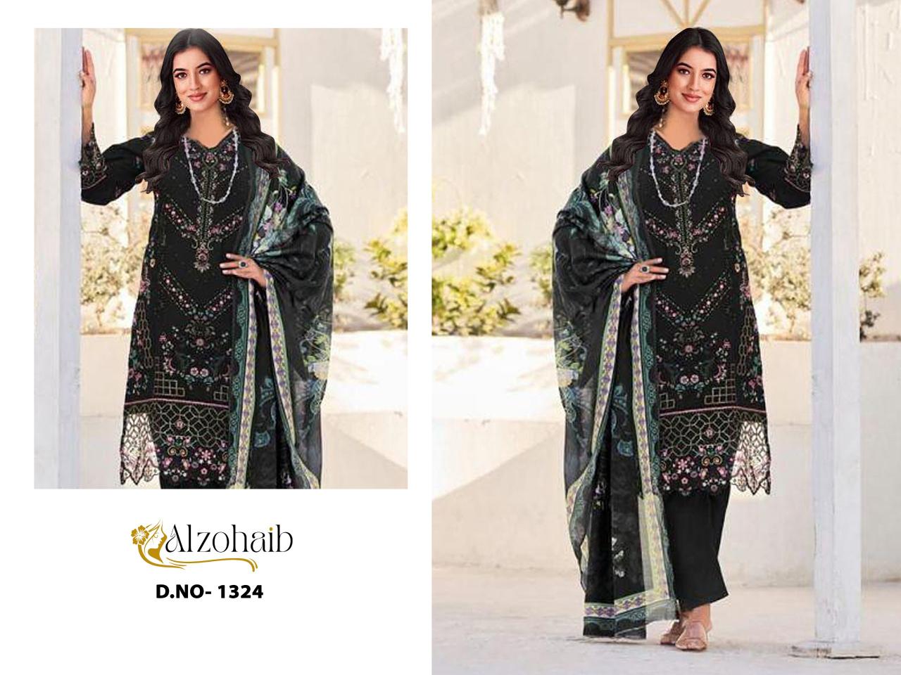 Alzohaib Yasmin catalog Chiffon Dupatta pakistani suits wholesaler in india