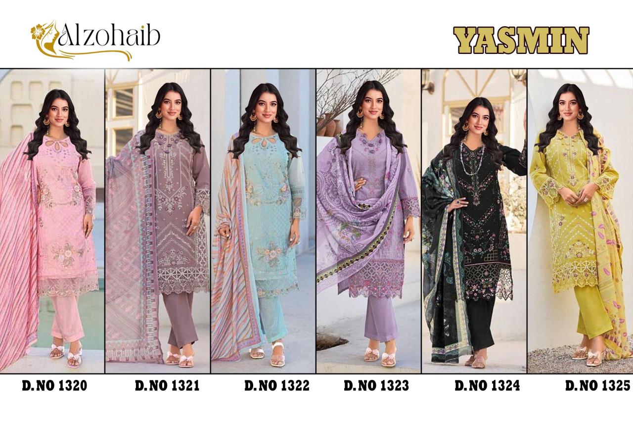 Alzohaib Yasmin catalog Chiffon Dupatta pakistani suits wholesaler in india