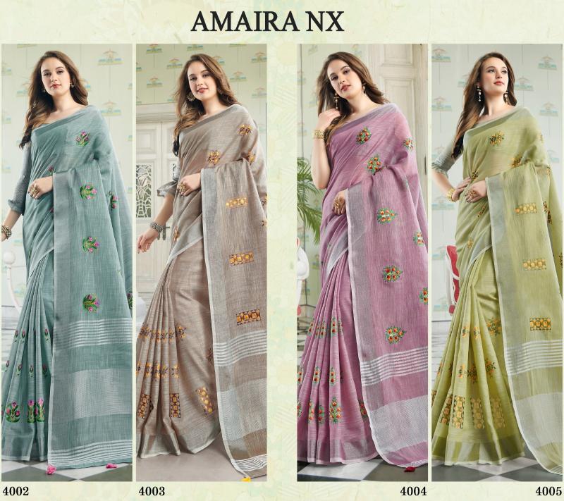 AMYRA NX by Astita fancy designer linen Cotton fabric saree