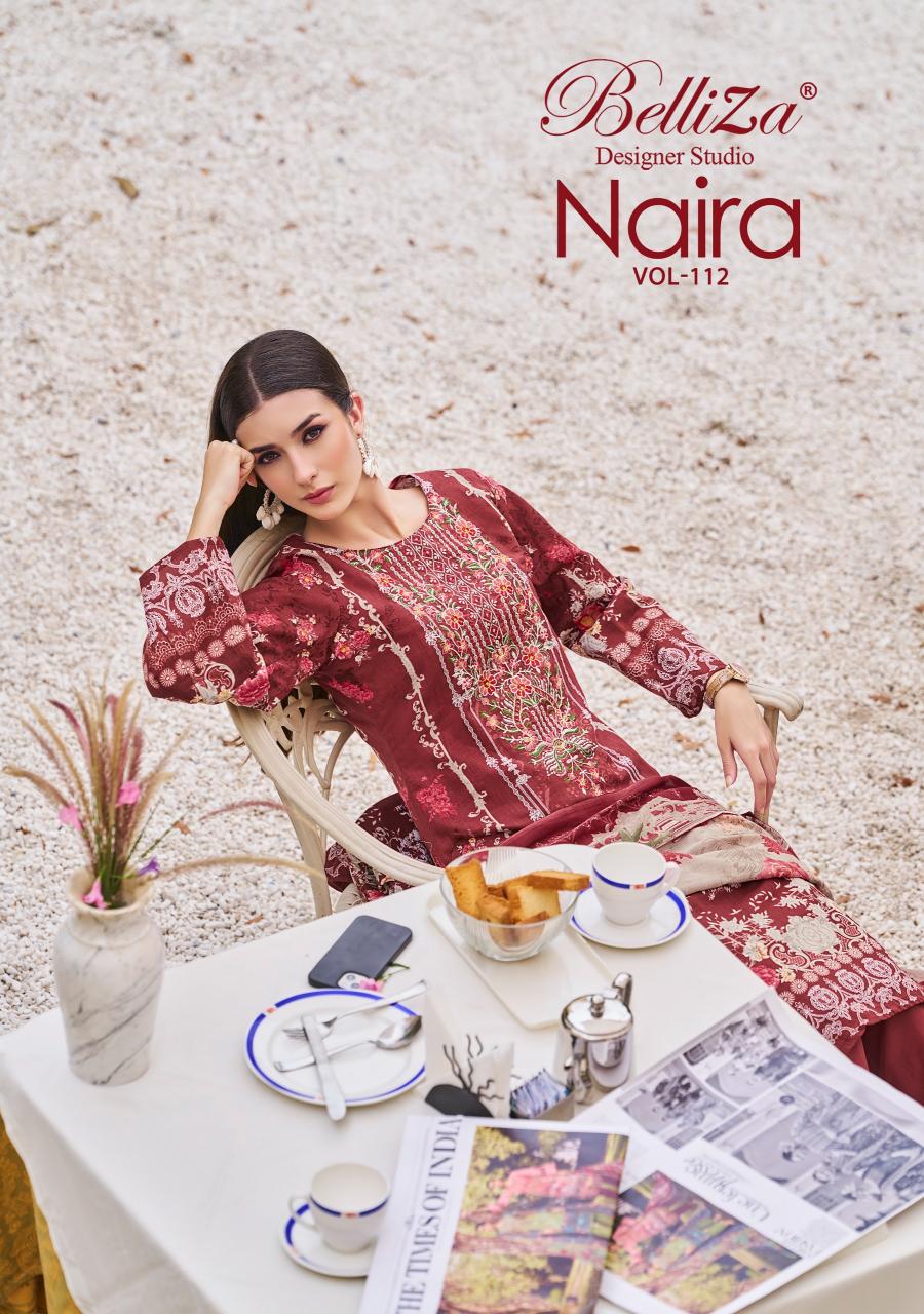 Belliza Naira Vol 112 catalog wholesale dress materials shop in surat