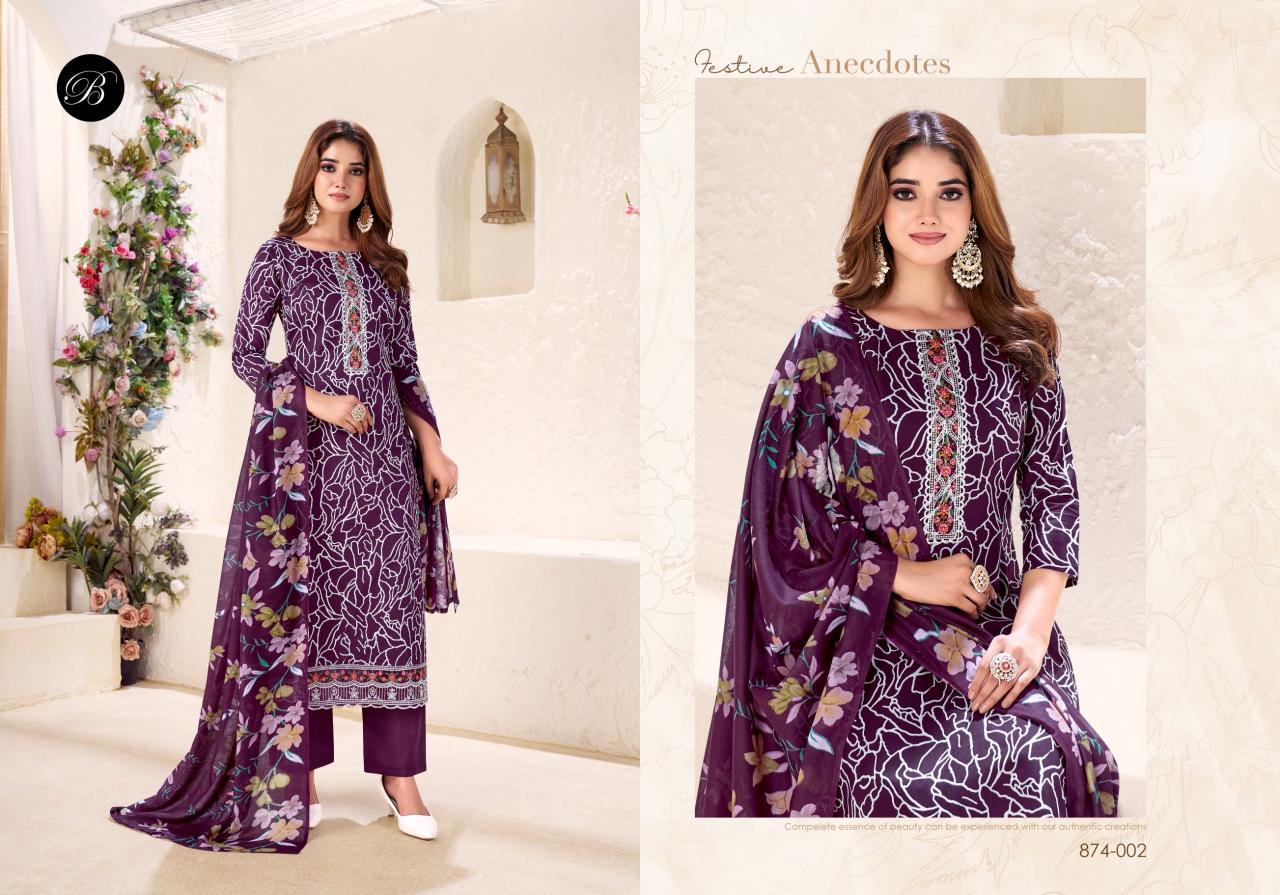 Belliza Nazma 874 Series catalog trendz dress material wholesale