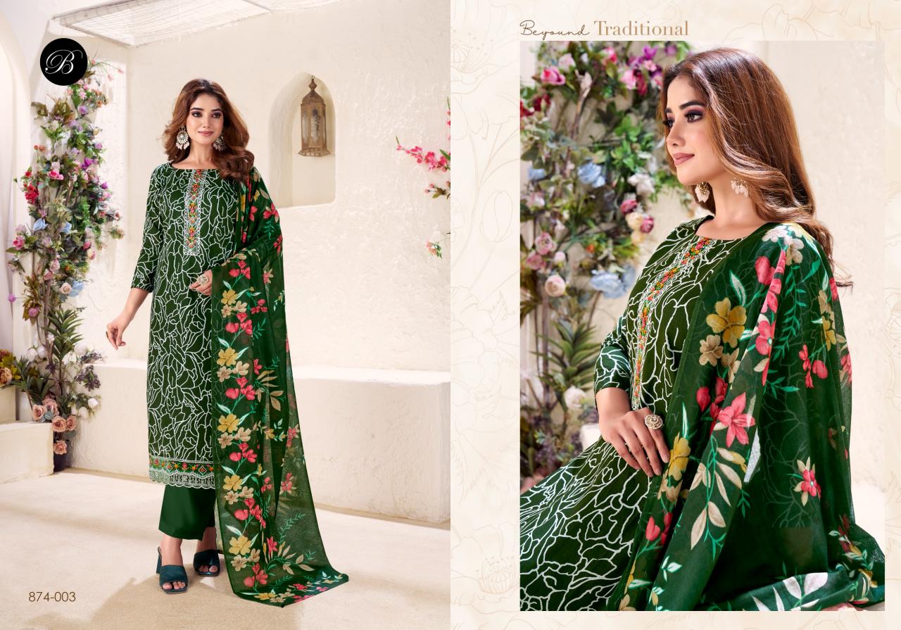 Belliza Nazma 874 Series catalog trendz dress material wholesale