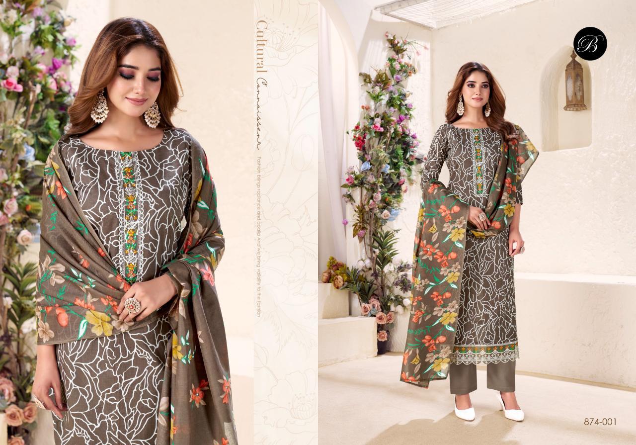 Belliza Nazma 874 Series catalog trendz dress material wholesale