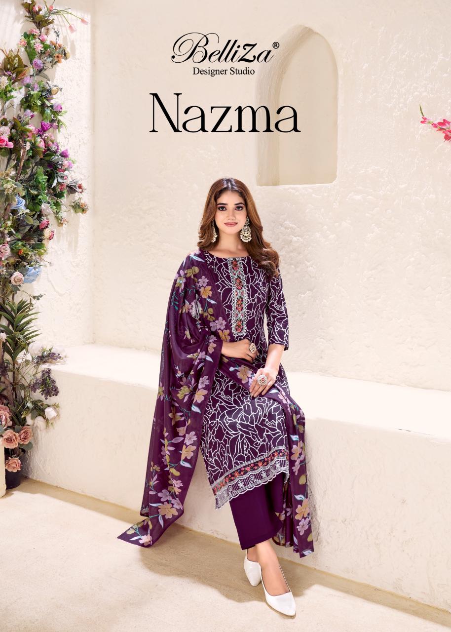 Belliza Nazma 874 Series catalog trendz dress material wholesale