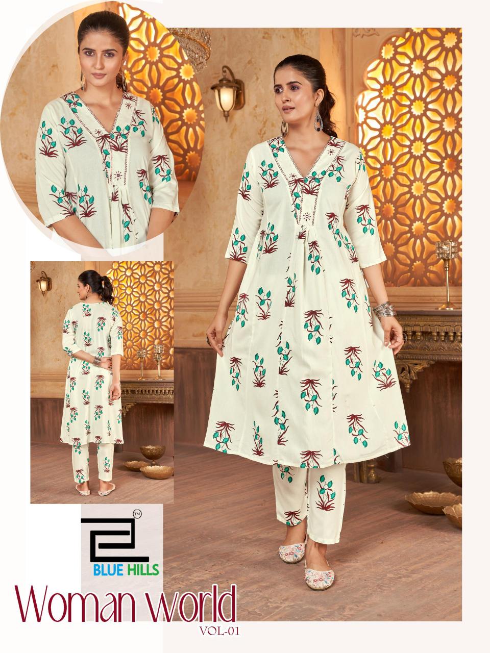 Blue Hills Woman World vol 1 catalog off white kurti online india