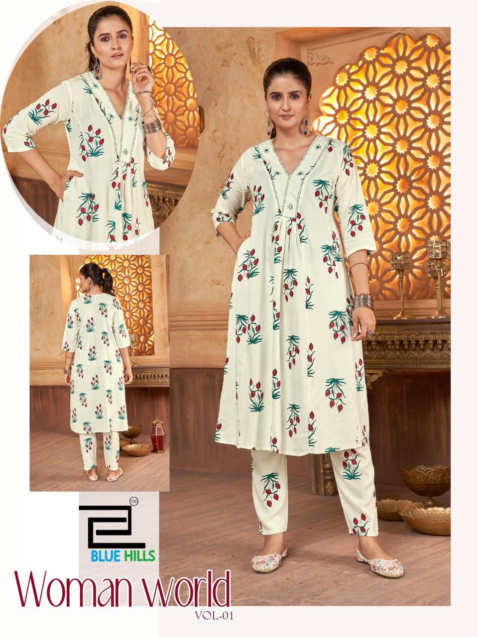 Blue Hills Woman World vol 1 catalog off white kurti online india