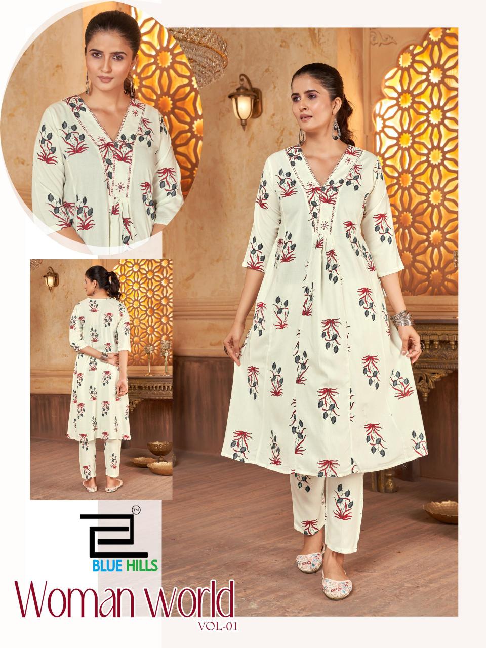 Blue Hills Woman World vol 1 catalog off white kurti online india