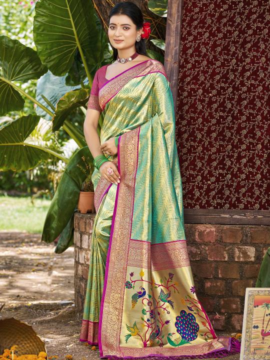 BUNAWAT -  Kanjivaram Silk Woven Work Traditional Saree