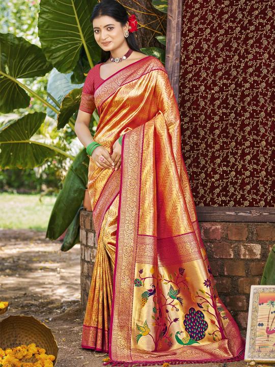 BUNAWAT -  Kanjivaram Silk Woven Work Traditional Saree