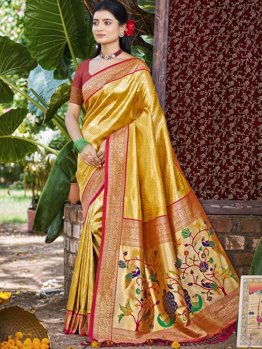 BUNAWAT -  Kanjivaram Silk Woven Work Traditional Saree