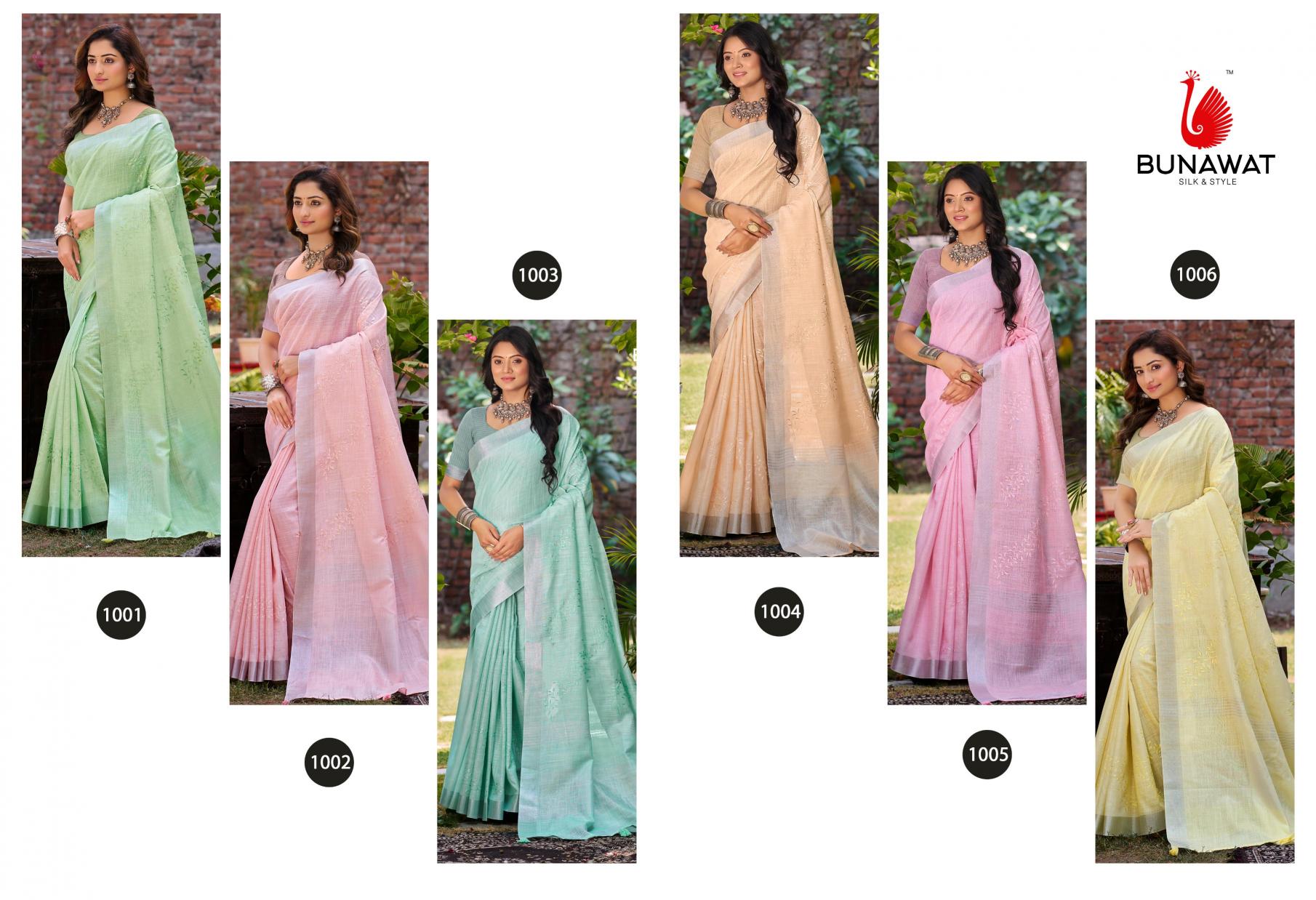 BUNAWAT - Lotus Linen Woven Work Traditional Saree
