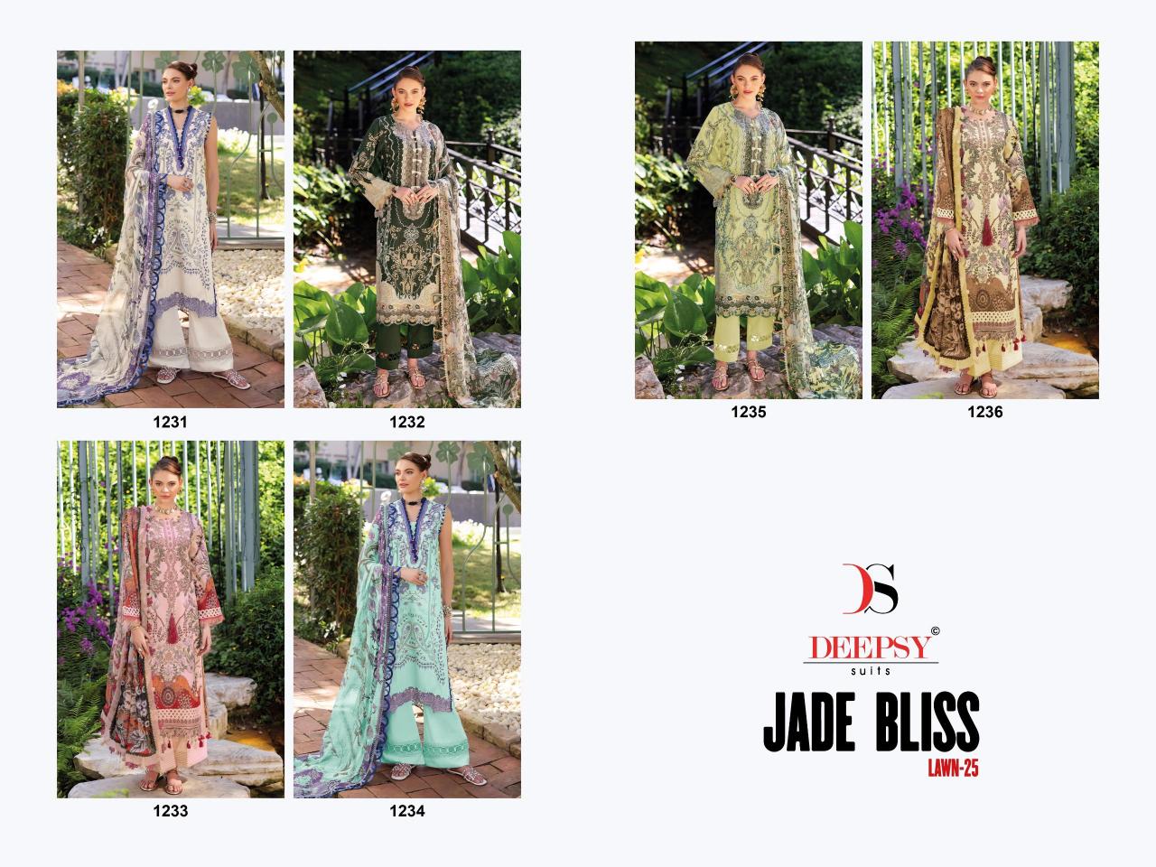 Deepsy Jade Bliss Lawn 25 catalog Cotton Dupatta pakistani replica suits wholesale