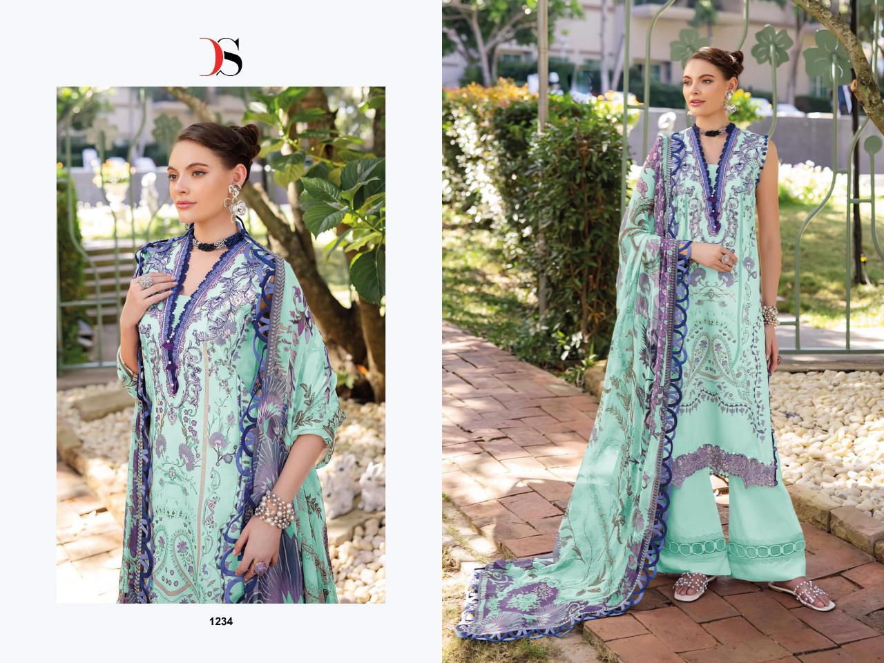 Deepsy Jade Bliss Lawn 25 catalog Cotton Dupatta pakistani replica suits wholesale