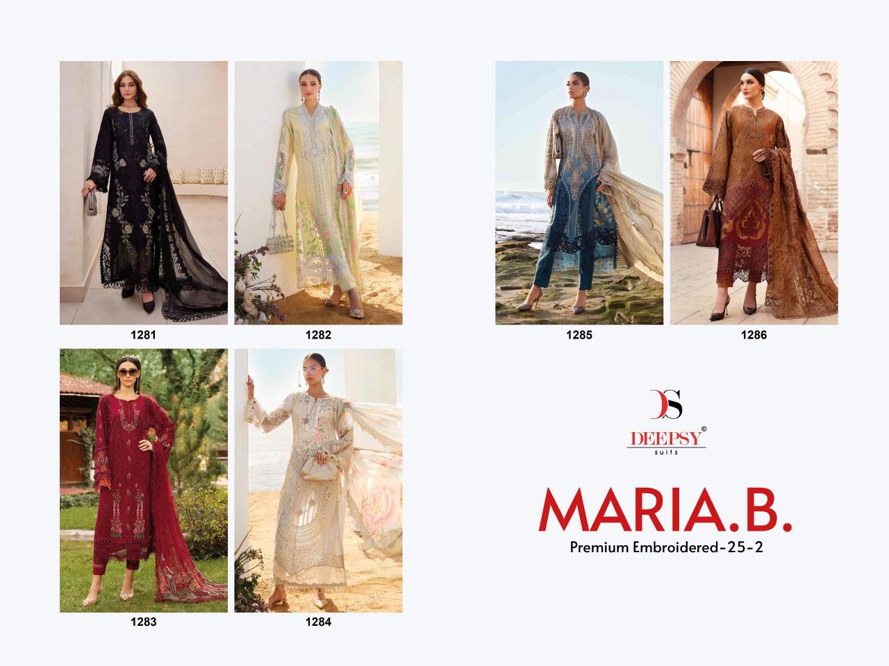 Deepsy Maria B Premium Embroidered 25 vol 2 Catalog Cotton Duppatta pakistani suits wholesalers in pakistan