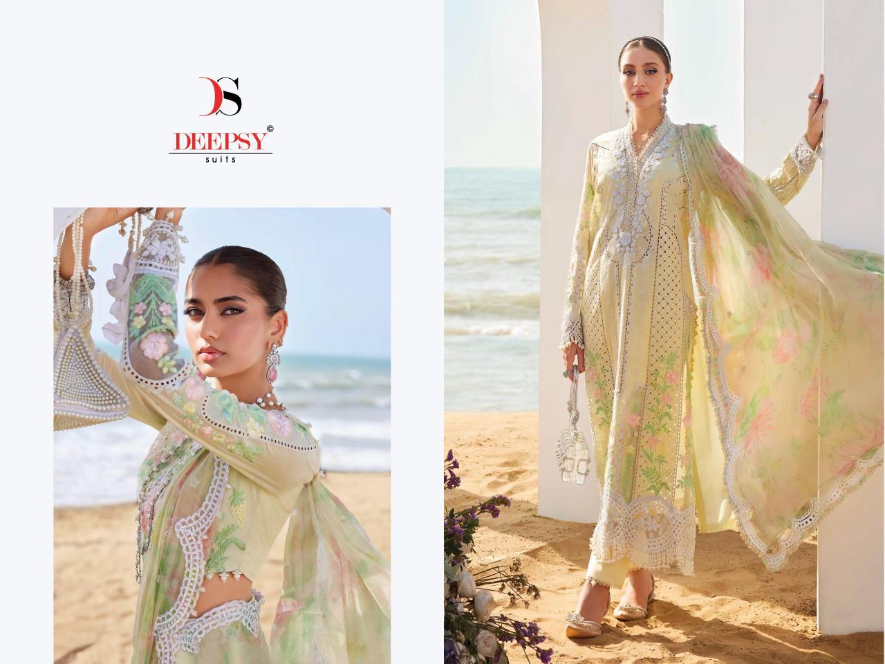 Deepsy Maria B Premium Embroidered 25 vol 2 Catalog Cotton Duppatta pakistani suits wholesalers in pakistan
