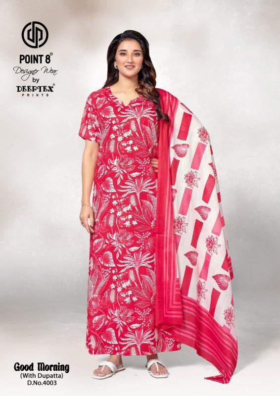 Deeptex Good Morning Vol-4 – Cotton Nighty With Dupatta - Wholesale Catalog
