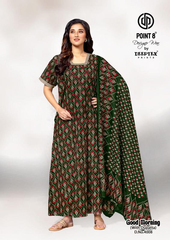 Deeptex Good Morning Vol-4 – Cotton Nighty With Dupatta - Wholesale Catalog