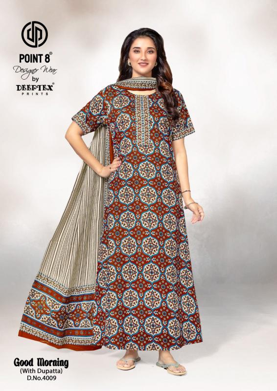 Deeptex Good Morning Vol-4 – Cotton Nighty With Dupatta - Wholesale Catalog