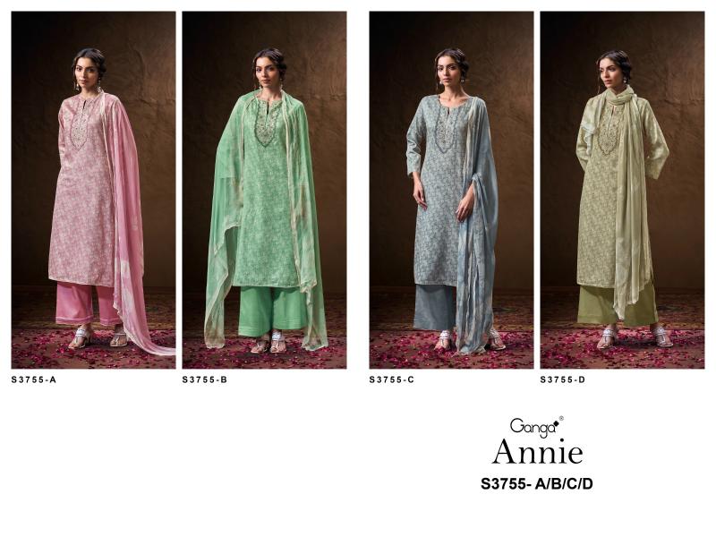Ganga Annie 3755 catalog salwar kameez surat wholesale