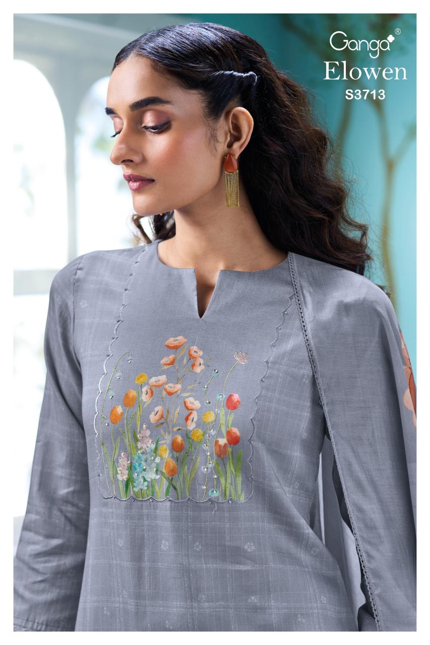 Ganga Elowen 3713 catalog salwar kameez wholesaler in surat