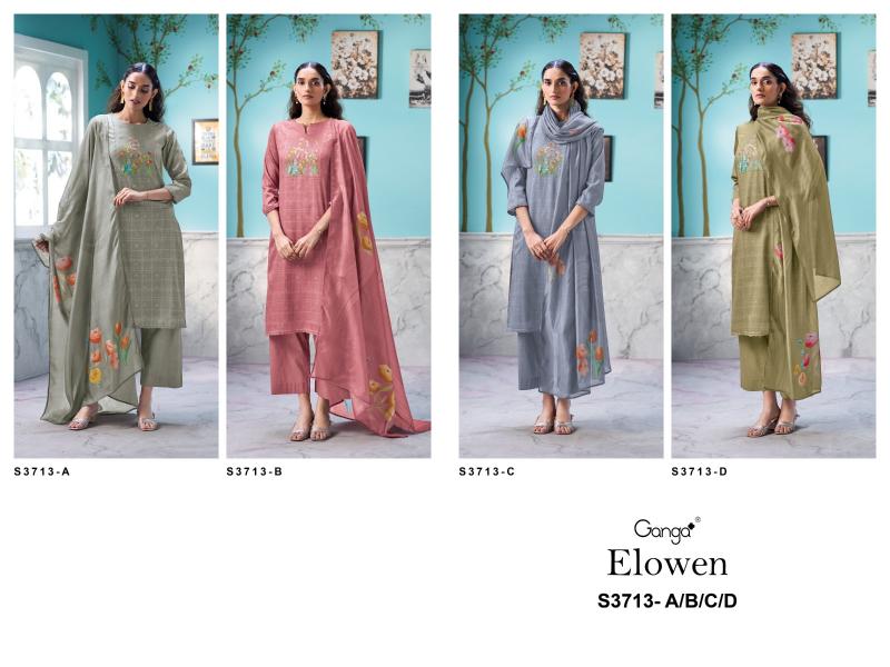Ganga Elowen 3713 catalog salwar kameez wholesaler in surat