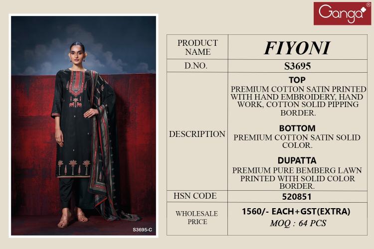 Ganga Fiyoni 3695 catalog salwar kameez wholesale market in kolkata