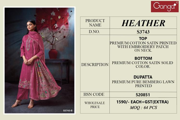 Ganga Heather 3743 catalog wholesale salwar kameez pakistani