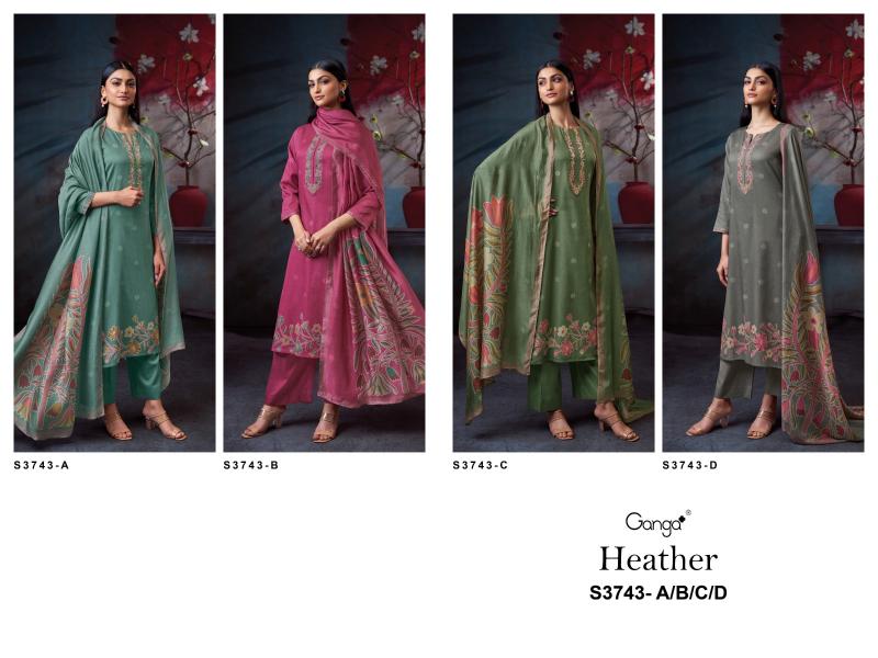 Ganga Heather 3743 catalog wholesale salwar kameez pakistani