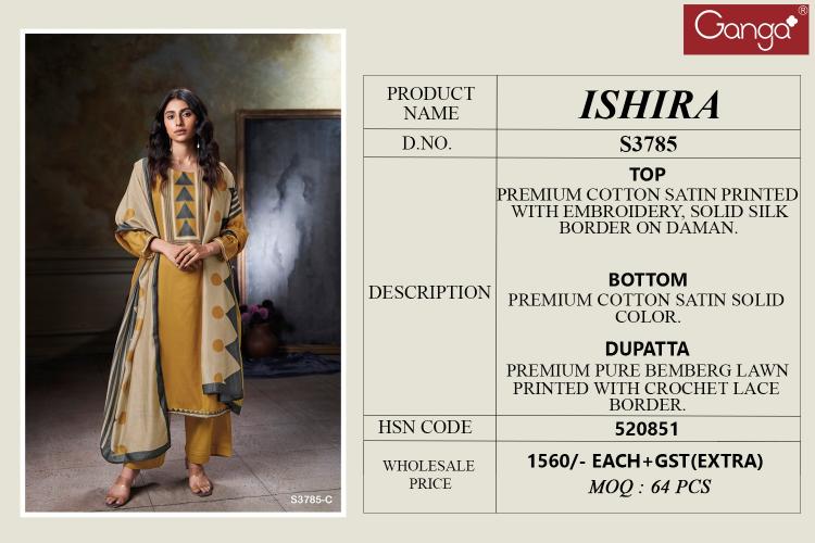Ganga Ishira 3785 catalog designer salwar kameez wholesale in surat