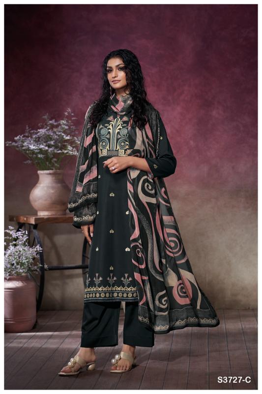 Ganga Jihana 3727 catalog unstitched salwar kameez wholesale pakistan