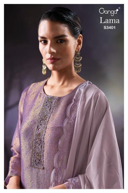 Ganga Lama 3401 catalog unstitched heavy salwar kameez in jaipur wholesale