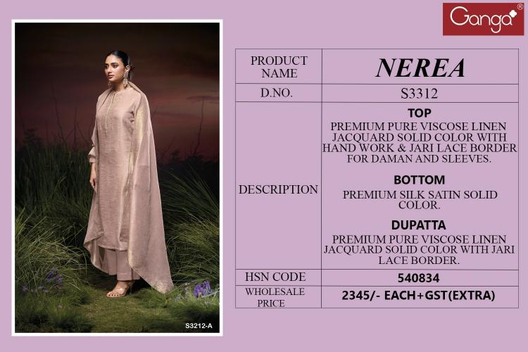 Ganga Nerea 3312 catalog wholesale salwar kameez market in kolkata