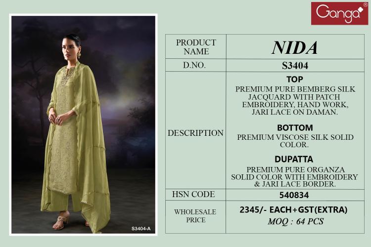 Ganga Nida 3404 catalog online wholesale salwar kameez cod avaliable