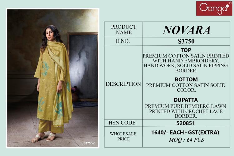 Ganga Novara 3750 catalog wholesale market of salwar kameez in kolkata