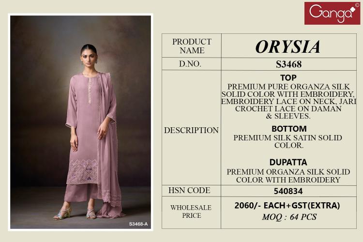 Ganga Orysia 3468 catalog salwar kameez wholesale market in ahmedabad