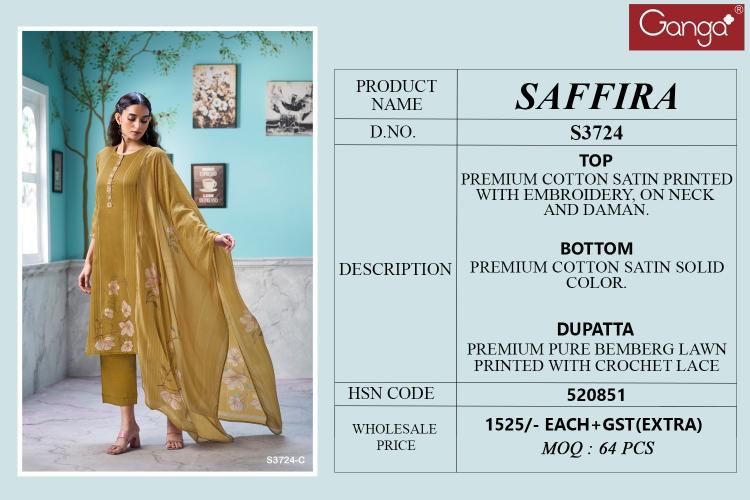 Ganga Saffira 3724 catalog wholesale salwar kameez catalogs
