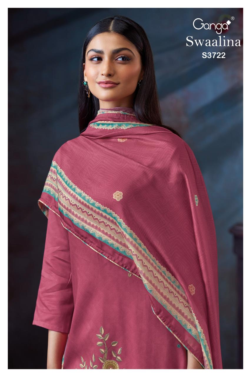 Ganga Swaalina 3722 catalog unstitched salwar kameez wholesale market in delhi