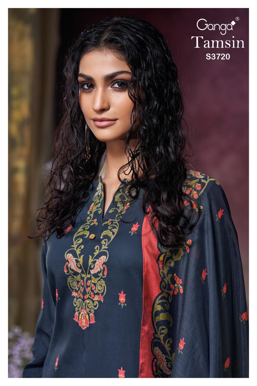 Ganga Tamsin 3720 catalog unstitched salwar kameez wholesale pakistan
