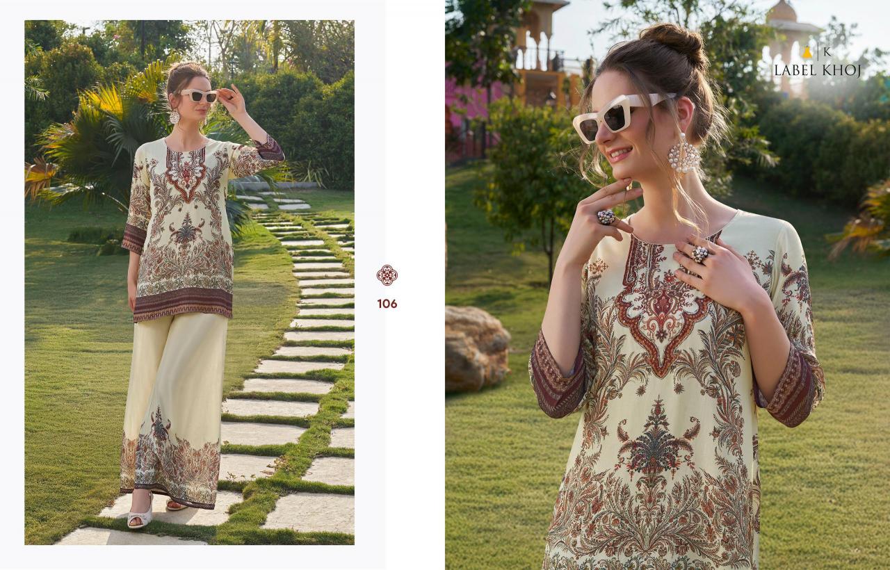 Label Khoj Vacay Mode catalog modest co ord sets pakistan style replica