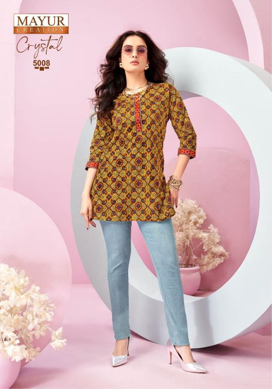 Mayur Crystal Vol 5 catalog indian party wear short kurtis