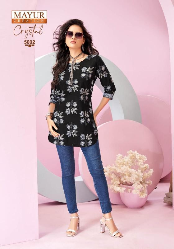 Mayur Crystal Vol 5 catalog indian party wear short kurtis