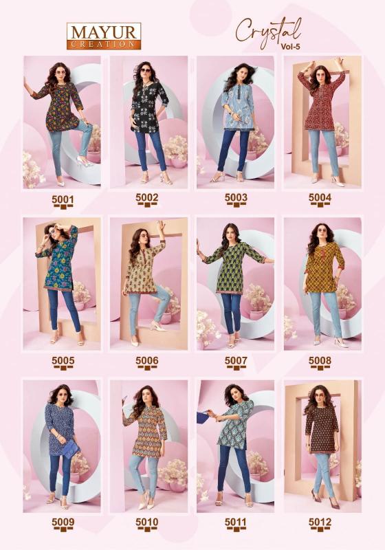 Mayur Crystal Vol 5 catalog indian party wear short kurtis
