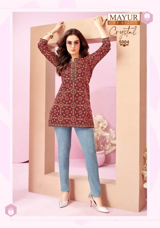 Mayur Crystal Vol 5 catalog indian party wear short kurtis