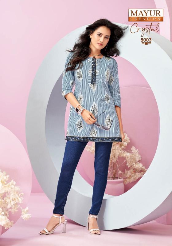 Mayur Crystal Vol 5 catalog indian party wear short kurtis