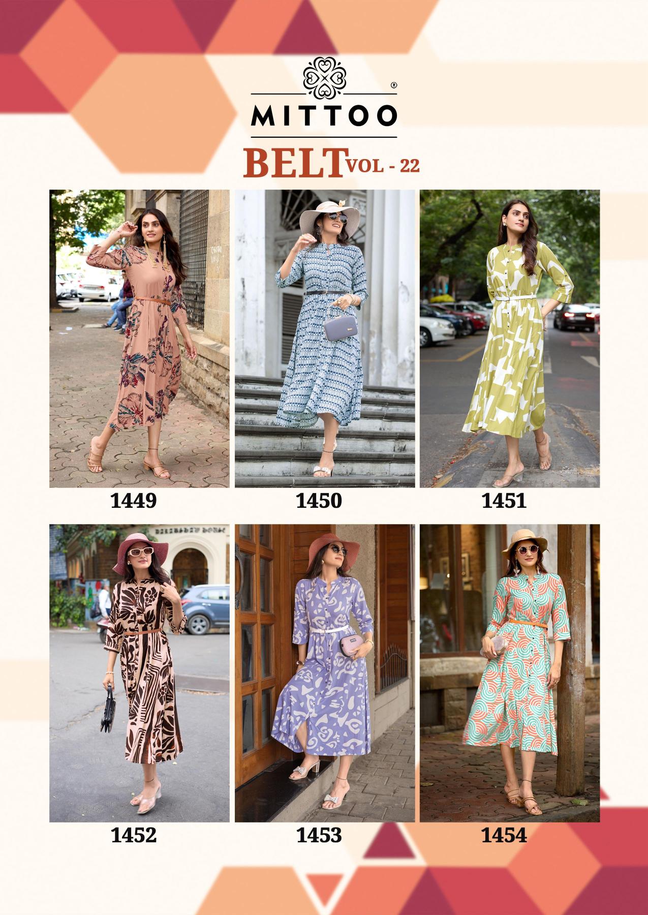 Mittoo Belt Vol 22 catalog Rayon western dress wholesaler