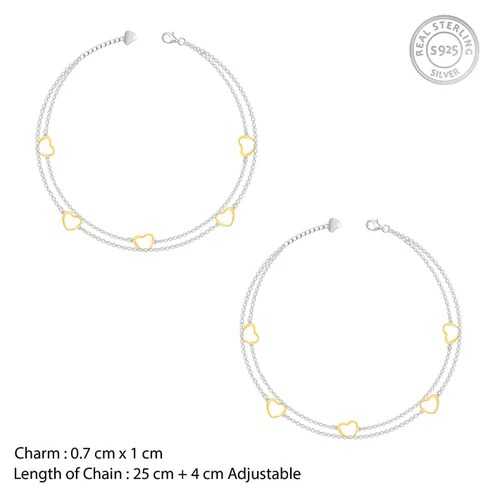 Nitya Dual Tone United Hearts Anklet